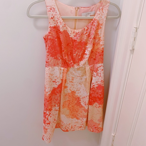 BNWT⚡️ANN TAYLOR/LOFT PETITES PINK/ORANGE/CREAM FANCY/FORMAL/SUMMER DRESS⚡️2P - Picture 3 of 14